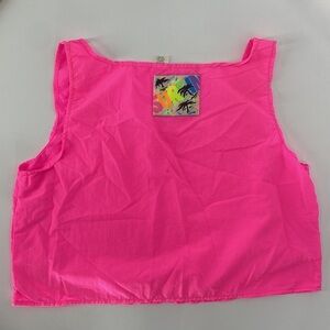 Vintage 80s Shell Shock surf neon tank bright pink single stitch nylon M beach